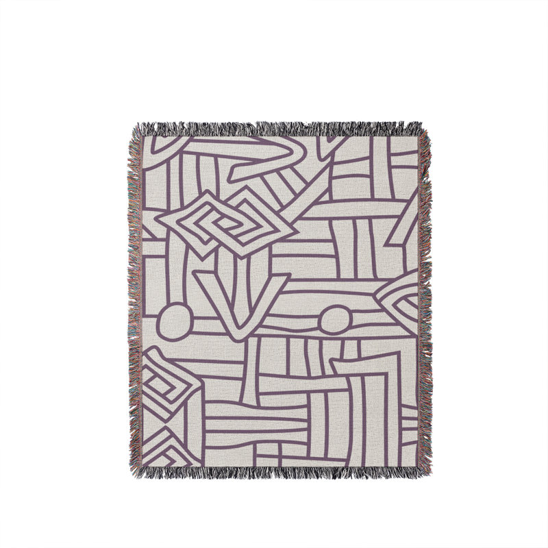 Jeté en coton Diof Abstract Pirnt, 50" x 70"  – Full/Double, Black