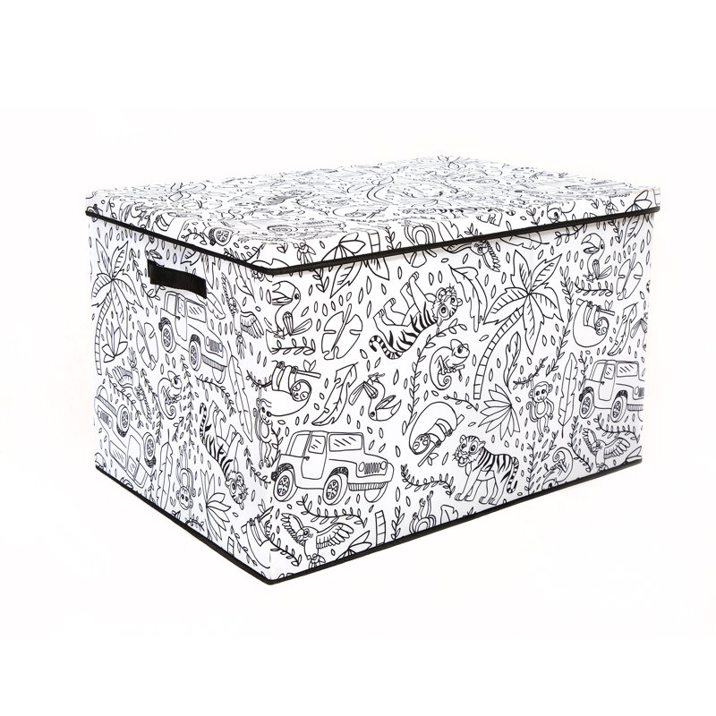 Large Jungle Print Collapsible Fabric Storage Trunk for Kids