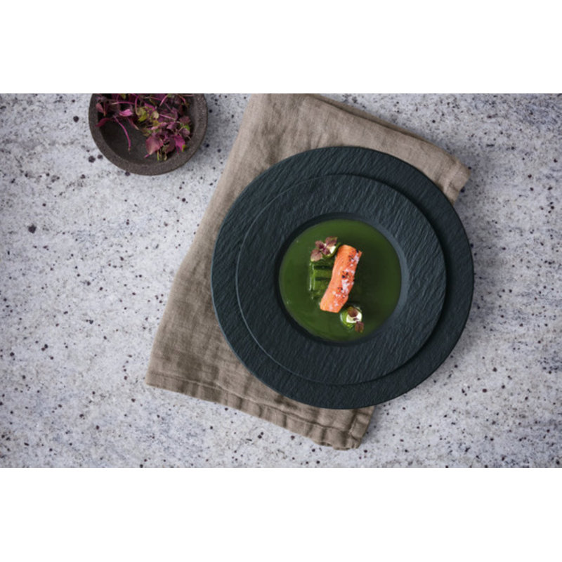 Villeroy & Boch Manufacture 4-Piece Place Setting, Plates & Bowls, Premium Porcelain, Black