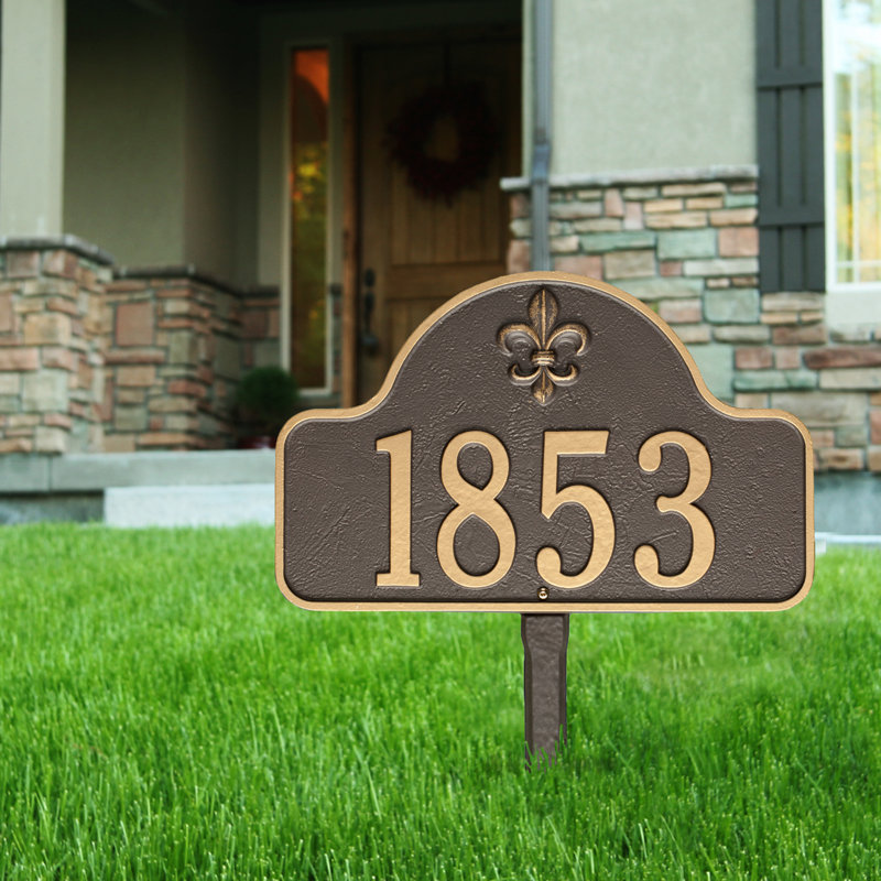 Lexy 1-Line Lawn Address Sign, Bronze/Gold, Yes