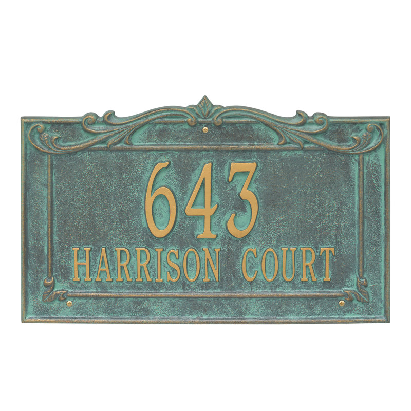 Signature Series 2-Line Wall Address Plaque, Verdigris, Bronze, Yes