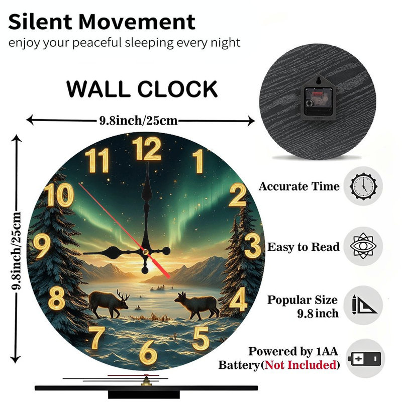 Horloge murale chevreuil Northern Lights