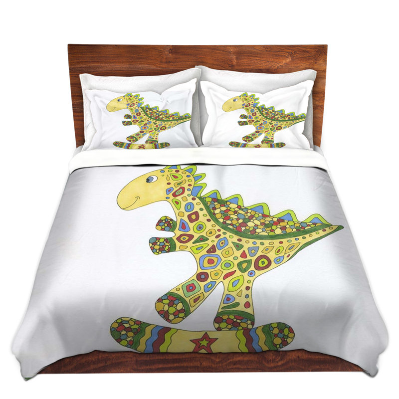 Ensemble de housse de couette dinosaur patiner, 1 housse simple + 1 taie standard
