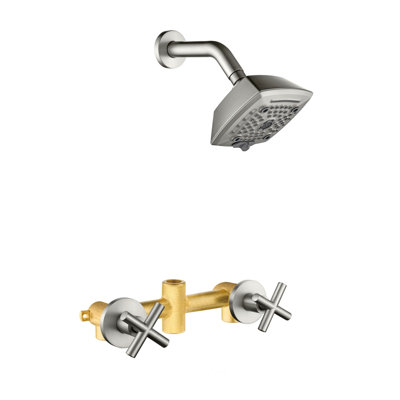 Ensemble de robinet de douche mural à 5 poignées 5 po avec garniture de douche à haute pression et 6 jets avec valve brute