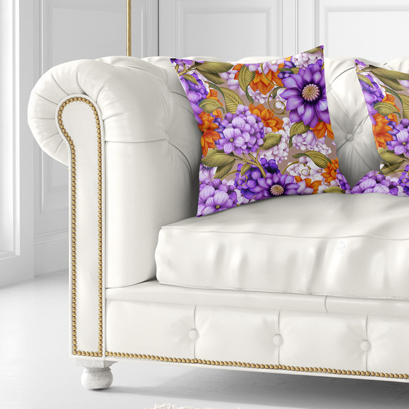 Motif floral sans soudure - coussin imprimé floral, 16 po x 1 po, Coussin décoratif