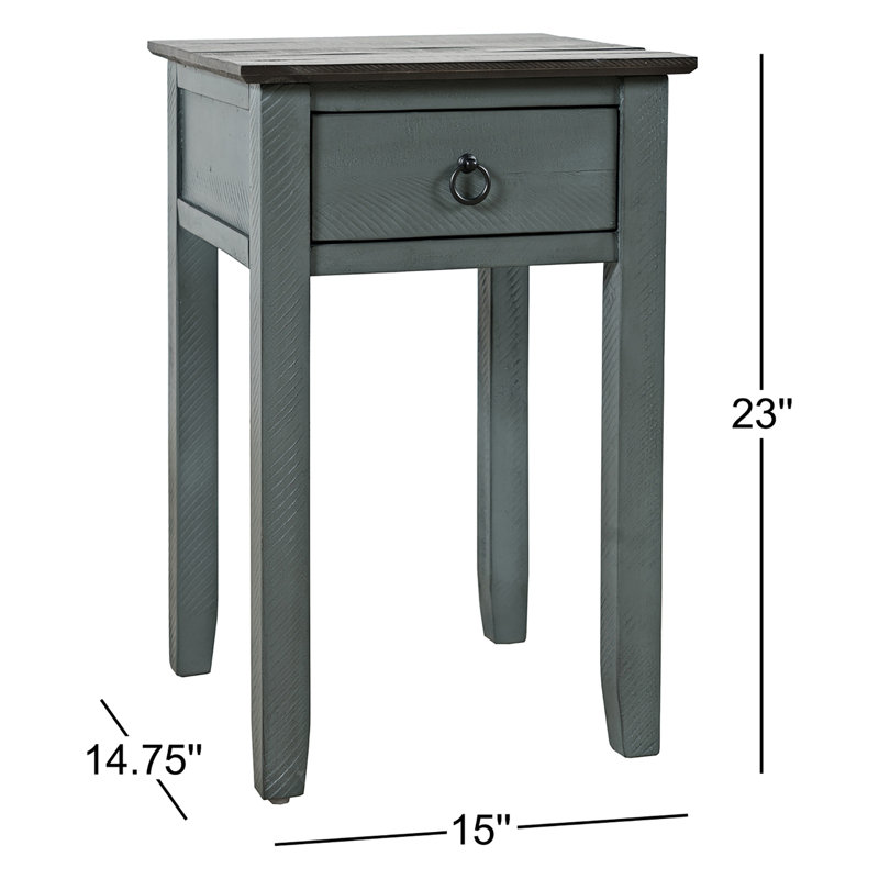 Table de bout Degnan Farmhouse, Bleu antique