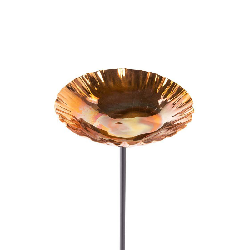 Copper Birdbath Garden Stake, Medium 8 "Dia., 43" H x 6" W x 6" D