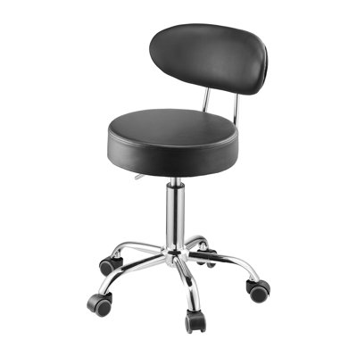 Tabouret d'atelier avec dossier, siège de garage pneumatique / tabouret de travail avec roues, charge de 300 lb, siège à roulettes réglable, tabouret d'atelier rembourré pivotant à 360 °, pour garage, atelier et réparation automobile, noir