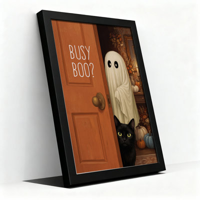 Art mural sur toile Busy Boo, fantôme et chat noir