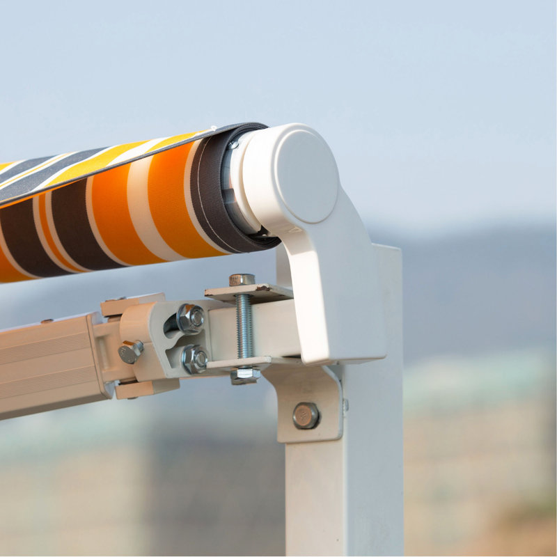 Auvent de terrasse rétractable avec auvent à manivelle 12 po x 10 pi Outsunny, Jaune/gris