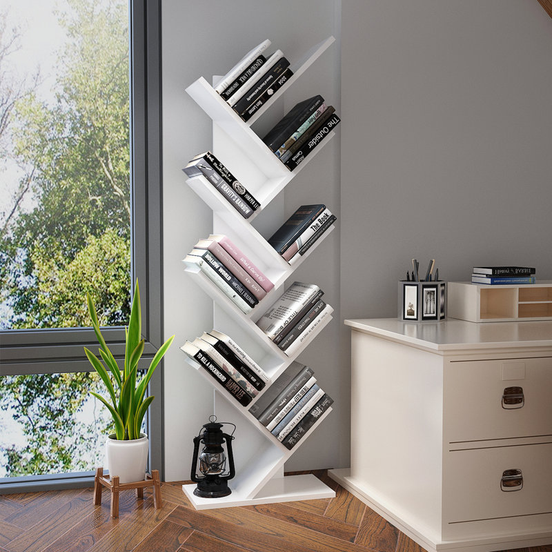 Bibliothèque géométrique Trivette, Blanc nuage, H 50 po x l 15,7 po x P 7,9 po