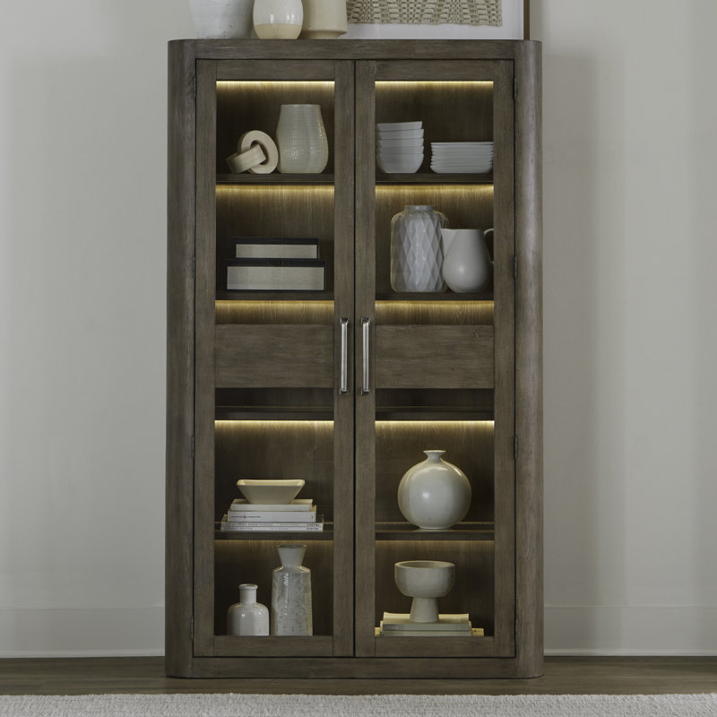 Vitrine Shaly Bunching avec éclairage à DEL tactile, Brown