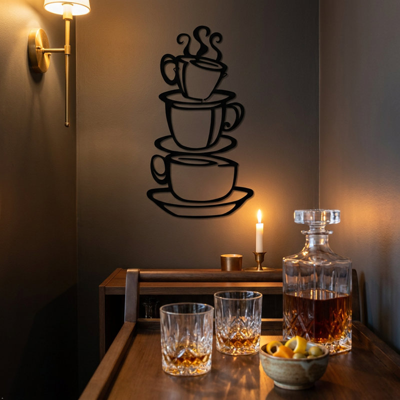 Food & Beverage Non-Wall Damaging Wall Decal, 14" H x 32" W, Gold