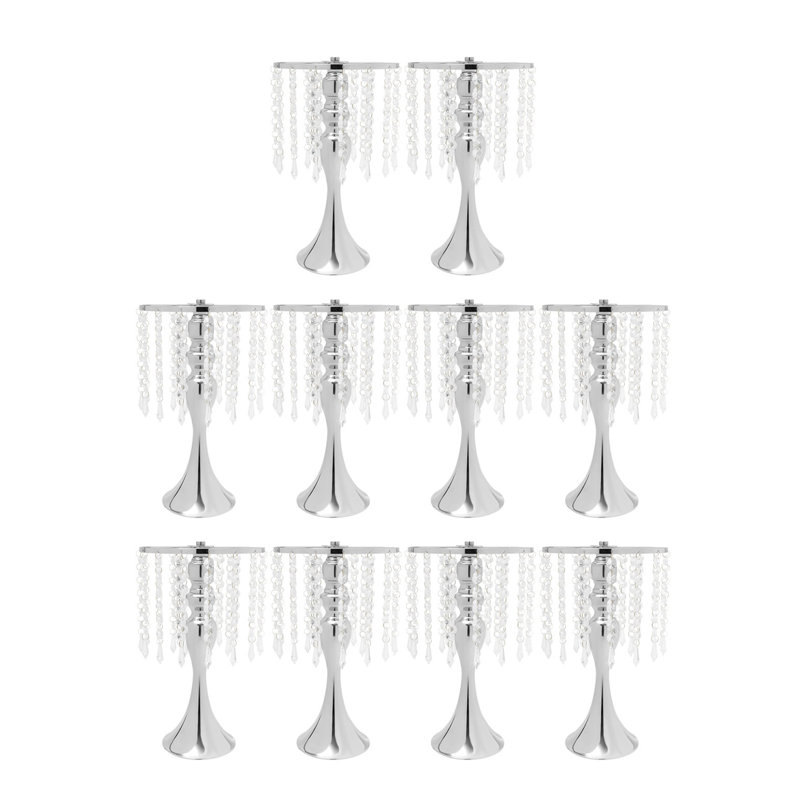 Centres de table de mariage à support floral Tec Pura, Argent, H 10,2 po x l 7,9 po x P 7,9 po