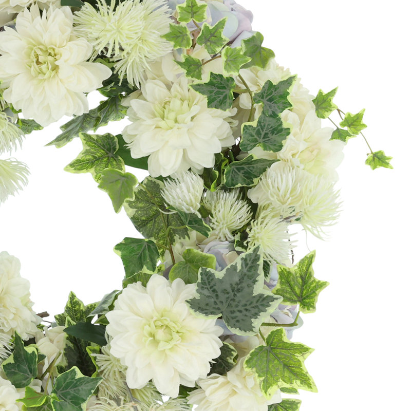 24" Spring Wreath with Dahlias, Hydrangeas and Ivy