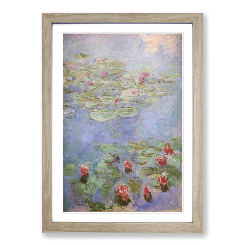 Water Lilies Lily Pond Vol.8 by Claude Monet - Picture Frame Painting, 48cm H x 36cm W x 2cm D, Oak