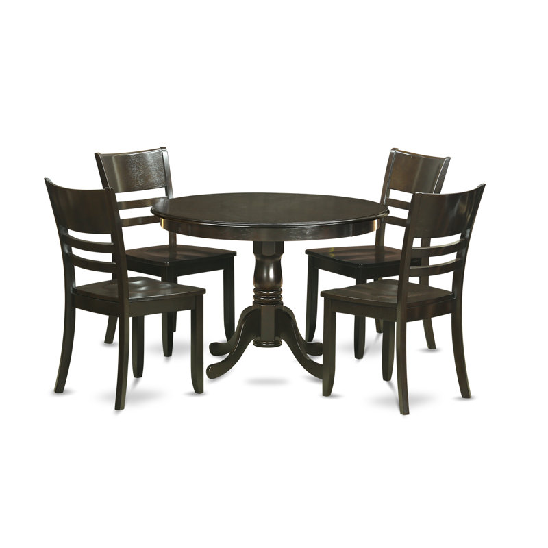 Maffra Rubberwood Dining Set, No, 5 Pieces: Table, 4 Chairs, 30" H x 42" W x 42" D