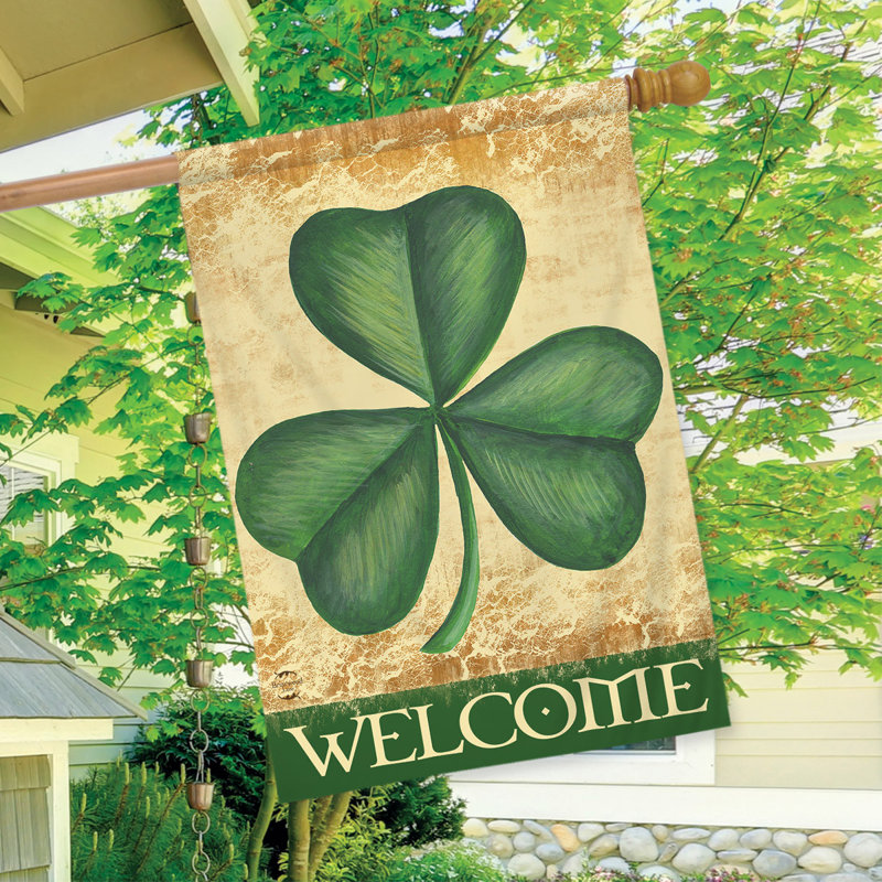 Drapeau Shamrock Welcome House, Vert / Taupe