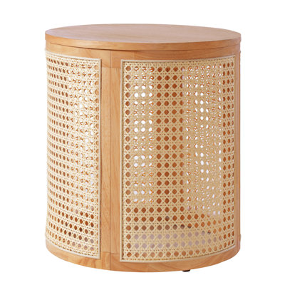 Rubber Solid Wood Side Table - Natural Color, 15.7" Round Top, Easy Assembly (17.8"h)