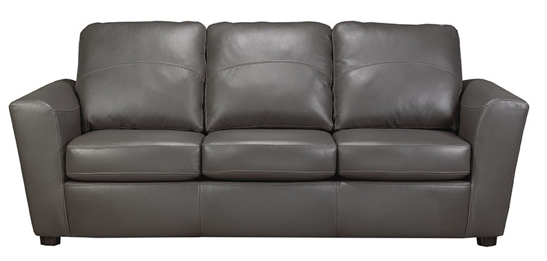 Canapé à accoudoirs évasés en cuir véritable Lidiya, Noir, H 36 po x l 87 po x P 37 po
