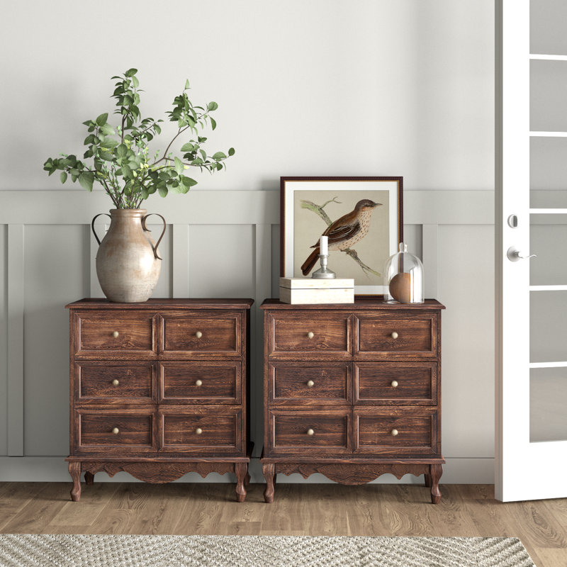 Commode d'appoint en bois massif à 3 portes avec station de charge Archaun, Noyer