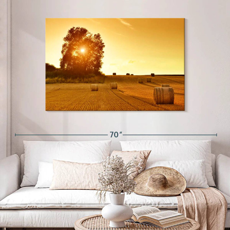 Hay Bales In The Field, 32" H x 48" W