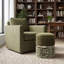 Pouf de rangement rond de 38 cm avec bande métallique, vert olive-210594734