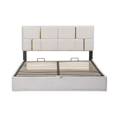 Jarron Upholstered Platform Bed With Hydraulic Storage System,No Box Spring Needed -  Everly Quinn, 975813F1D35A42E6B7251AF7407B00C2