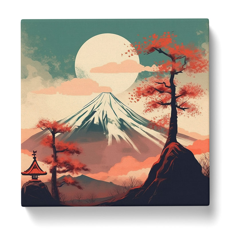 Japanese Mountains Graphic Art - Wrapped Canvas