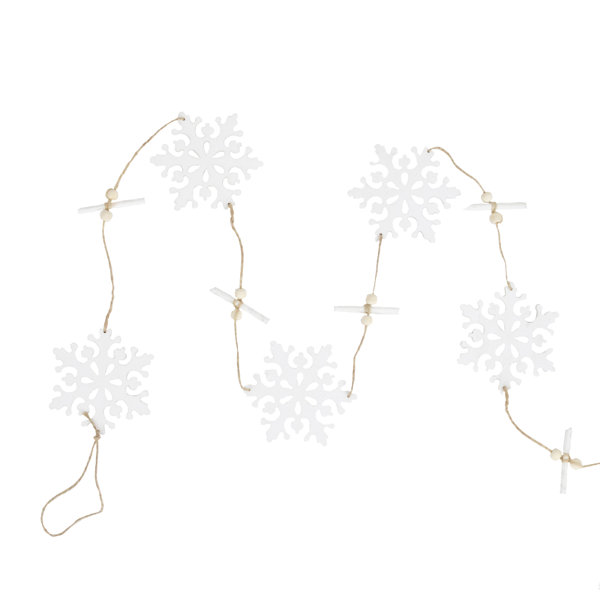 Northlight 4' White Snowflakes on Jute Rope Hanging Christmas Garland