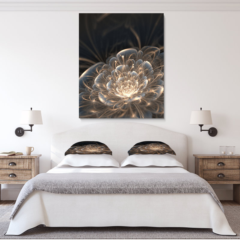 «Abstract Fractal Flower With Golden Rays», reproduction sur toile - Fleur fractale, H 46 po x l 36 po x P 1,5 po