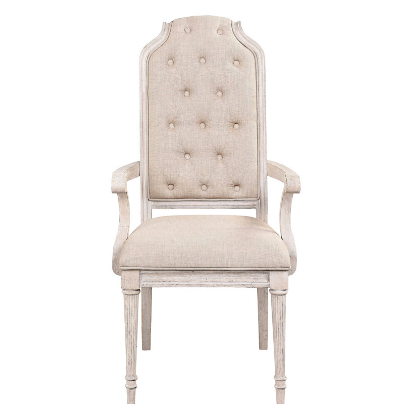 2 chaises avec accoudoirs - Tissu beige, dossier, touche champagne antique de 2 en radiant