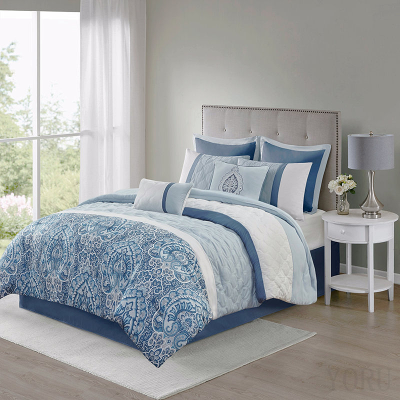 Queen 8 Piece Comforter Set, Blue