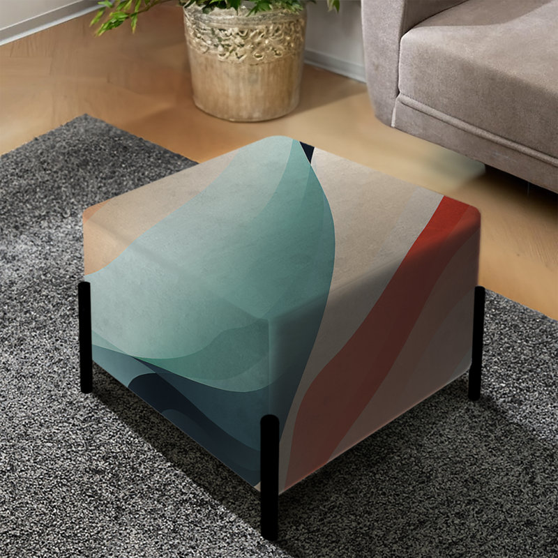 Toile contemporaine - Repose-pieds carré rayé
