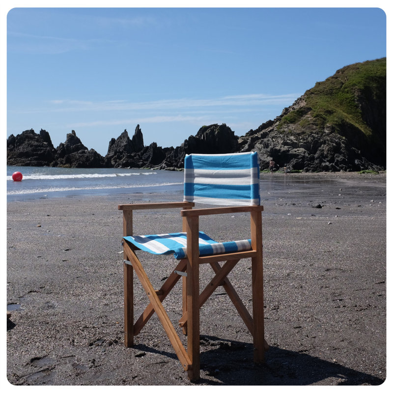 Cream Premium Director's Chair, Blue/White