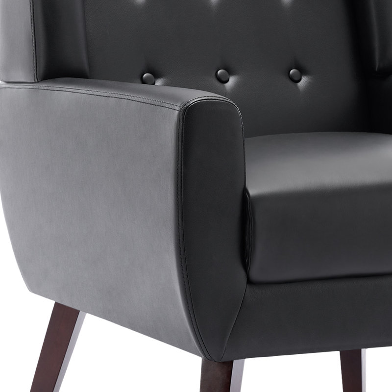 Fauteuil d'appoint Jaqueze, Similicuir noir