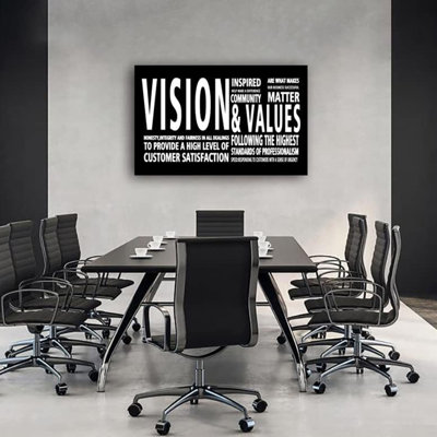 Vision & Values Motivational Canvas Wall Art - Entrepreneur Business Quotes Modern Office Large Paintings Artwork Framed Easy To Hang