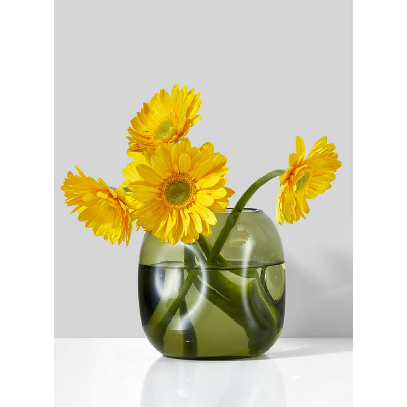 Vase en verre Orren Ellis Green Cube