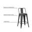 Tabouret de bar 24 po en métal de style rustique rustique avec dossier, tabouret de bar de cuisine léger et robuste, ensemble de 4 - noir mat