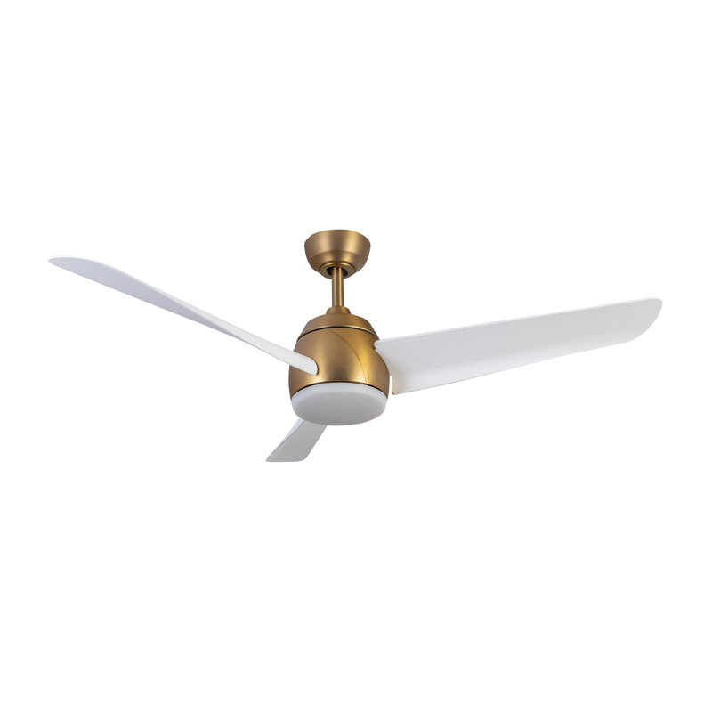 Thalia Smart LED Downrod Ceiling Fan, Brushed Gold, White