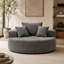 Fauteuil lounge rond surdimensionné de 140 cm en chenille avec 3 coussins, canapé rembourré en forme de nuage - Gris