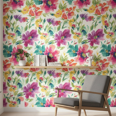 Papier peint floral abstrait abstrait mural