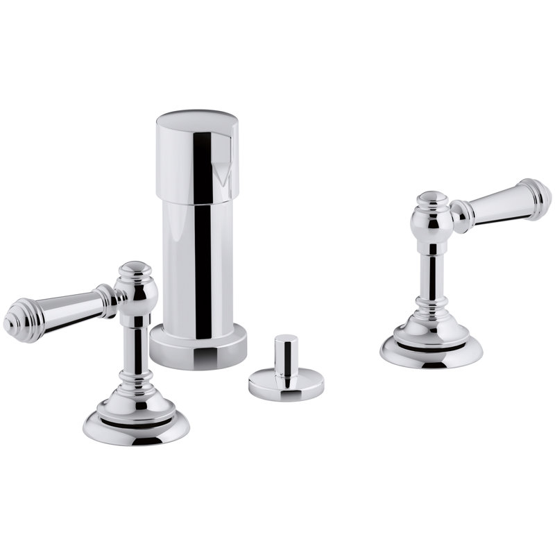 Artifacts Widespread Bidet Faucet with Handles, Polished Chrome, Lever