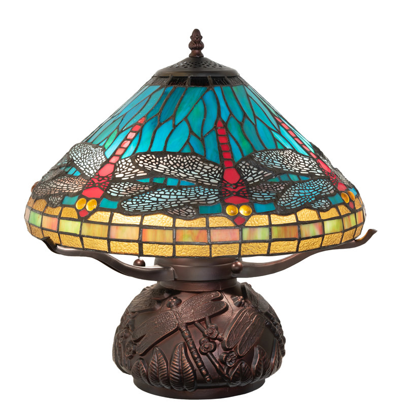 Lampe de table 17 po Tiffany, Bleu/Rouge/Orange