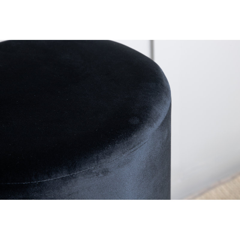 Hosea 35cm Wide Round Pouffe Ottoman, Brass, Black