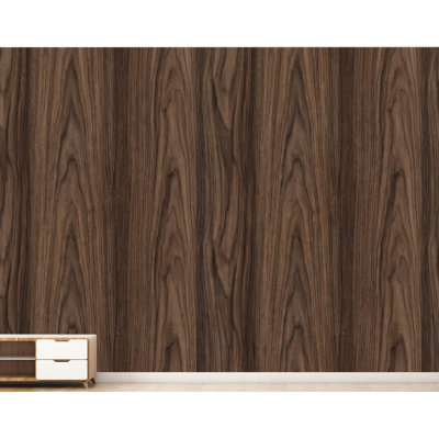 Dark Wood Wallpaper, Luxury Walnut Wood Veneer Wall Mural, Espresso Brown Wood Grain, Modern Organic Wood Texture, Elegant Accent  1286DRS