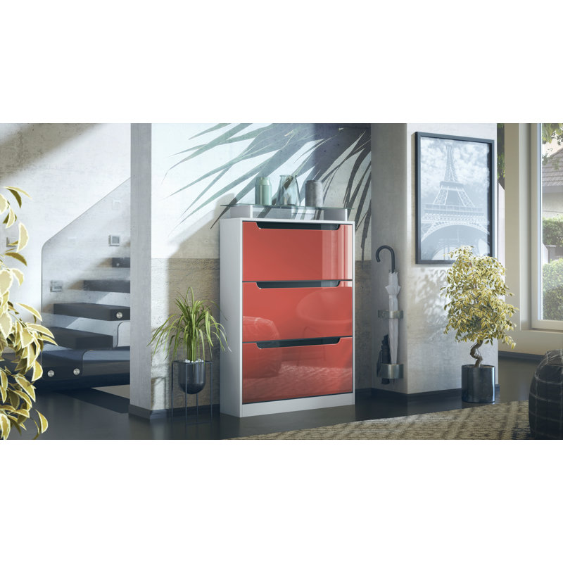 Aceto 24 Pair Shoe Storage Cabinet, Front: Bordeaux/Black
