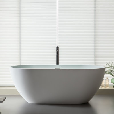 59'' x 29'' Freestanding Soaking Tub Stone Resin Solid Surface Bathtub
