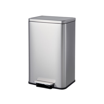 Poubelle à pédale rectangulaire 12 gallons 45L, poubelle en acier inoxydable avec couvercle silencieux à fermeture douce, pédale et seau intérieur amovible pour la cuisine, le bureau, la chambre à coucher