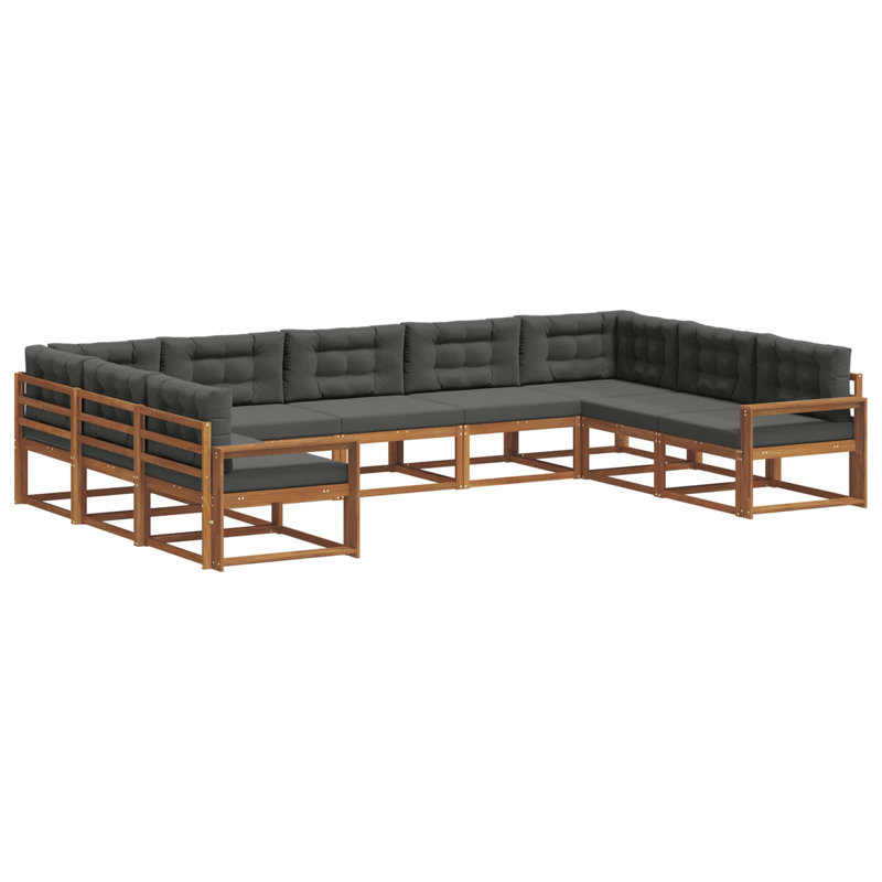 Ensemble de canapé d'extérieur avec coussin 9 pièces vidaXL Naturel et anthracite